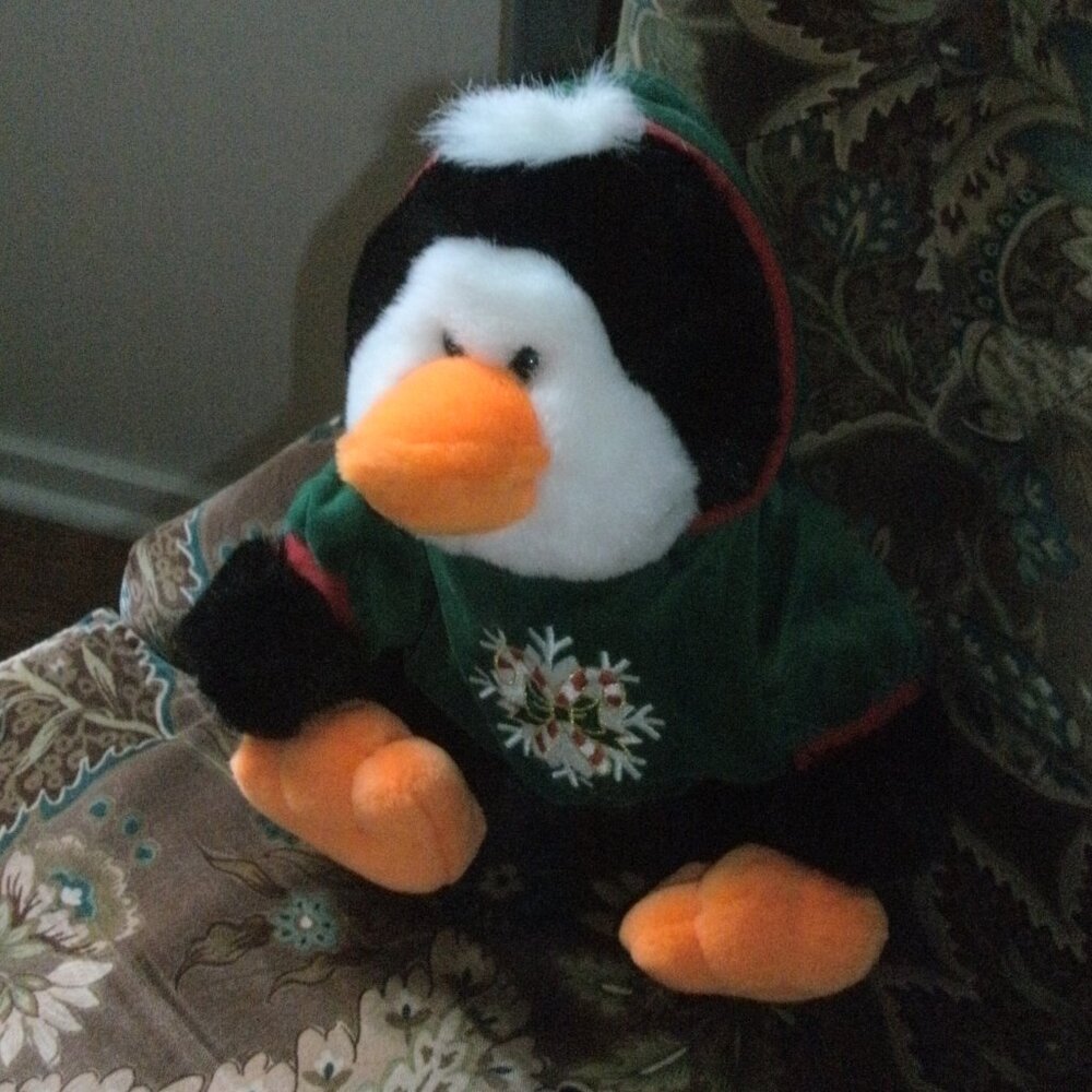 Collectible DAN DEE 10" Penguin Plush Stuffed Animal Toy with Christmas Hoodie